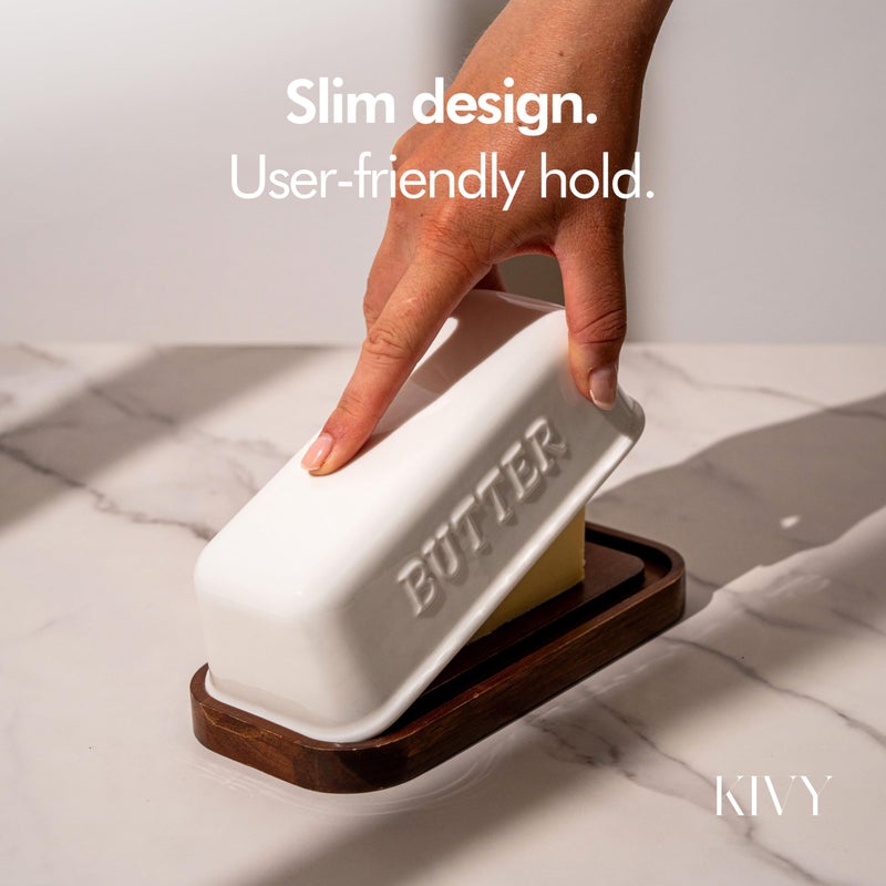 KIVY Ceramic butter dish with airtight lid that keeps butter soft - For countertop and refrigerator door shelf - Butter dish ceramic - Butter holder for counter - Covered butter dishes - Image 5